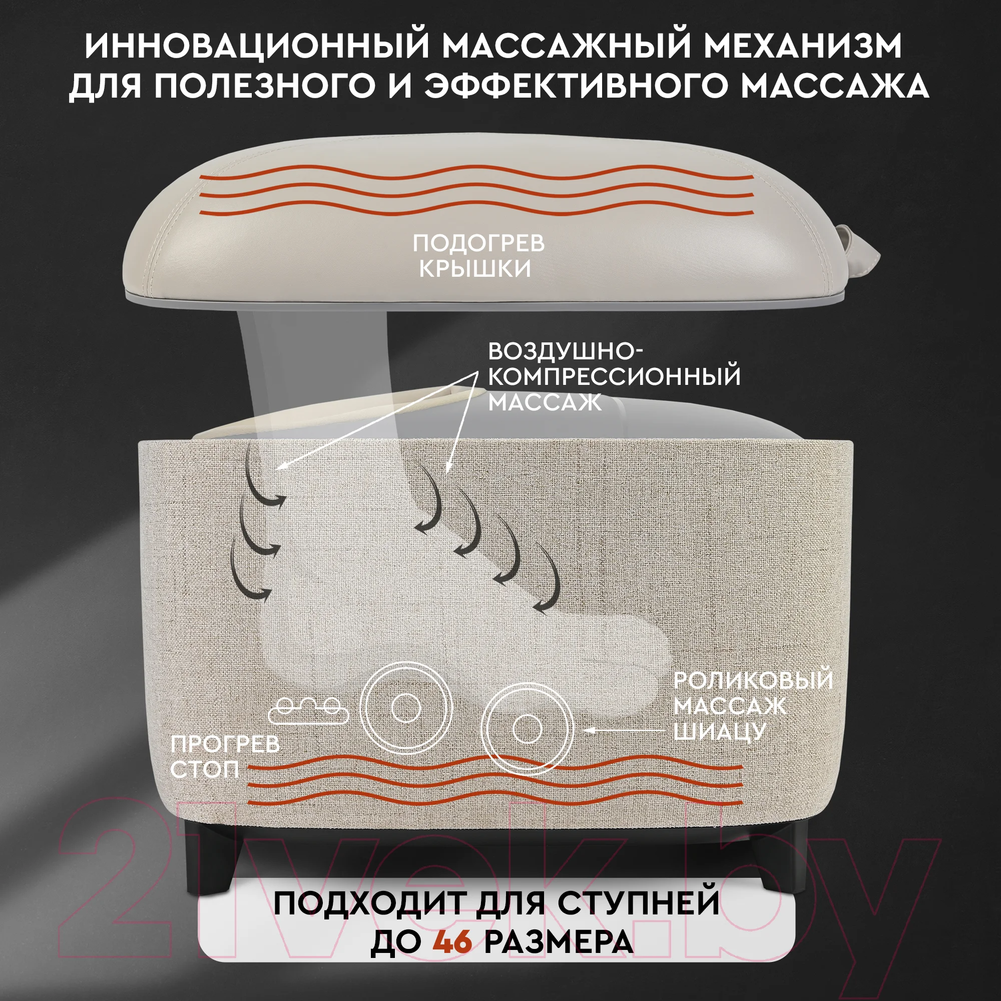 Массажер и массажный стол Gess PUF, бежевый