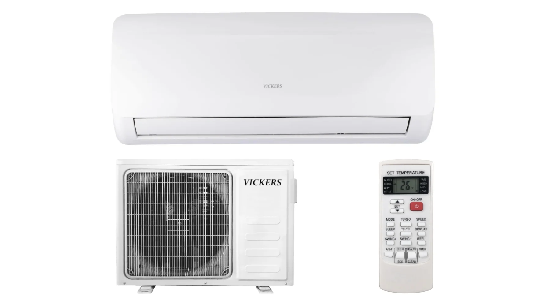 Кондиционер VICKERS VCH-18HE (18000Btu) 52 кв.м 4 скорости 18-43 °C
