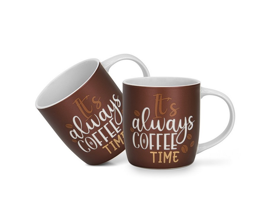 3712 FISSMAN Набор из 2-х кружек 310 мл IT'S ALWAYS COFFEE TIME (фарфор)