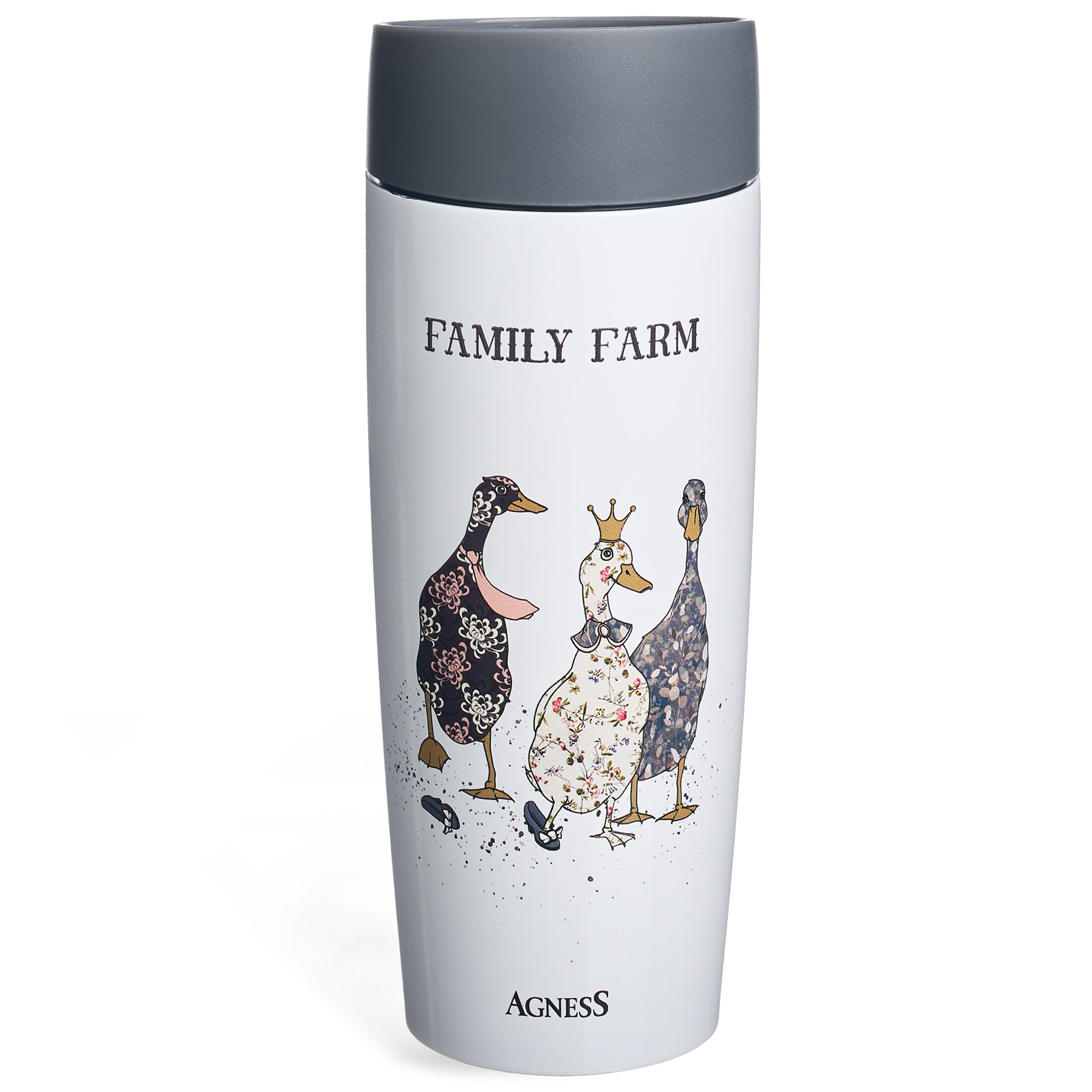 ТЕРМОКРУЖКА AGNESS  "FAMILY FARM" 360МЛ, КОЛБА НЕРЖ.СТАЛЬ 18/10