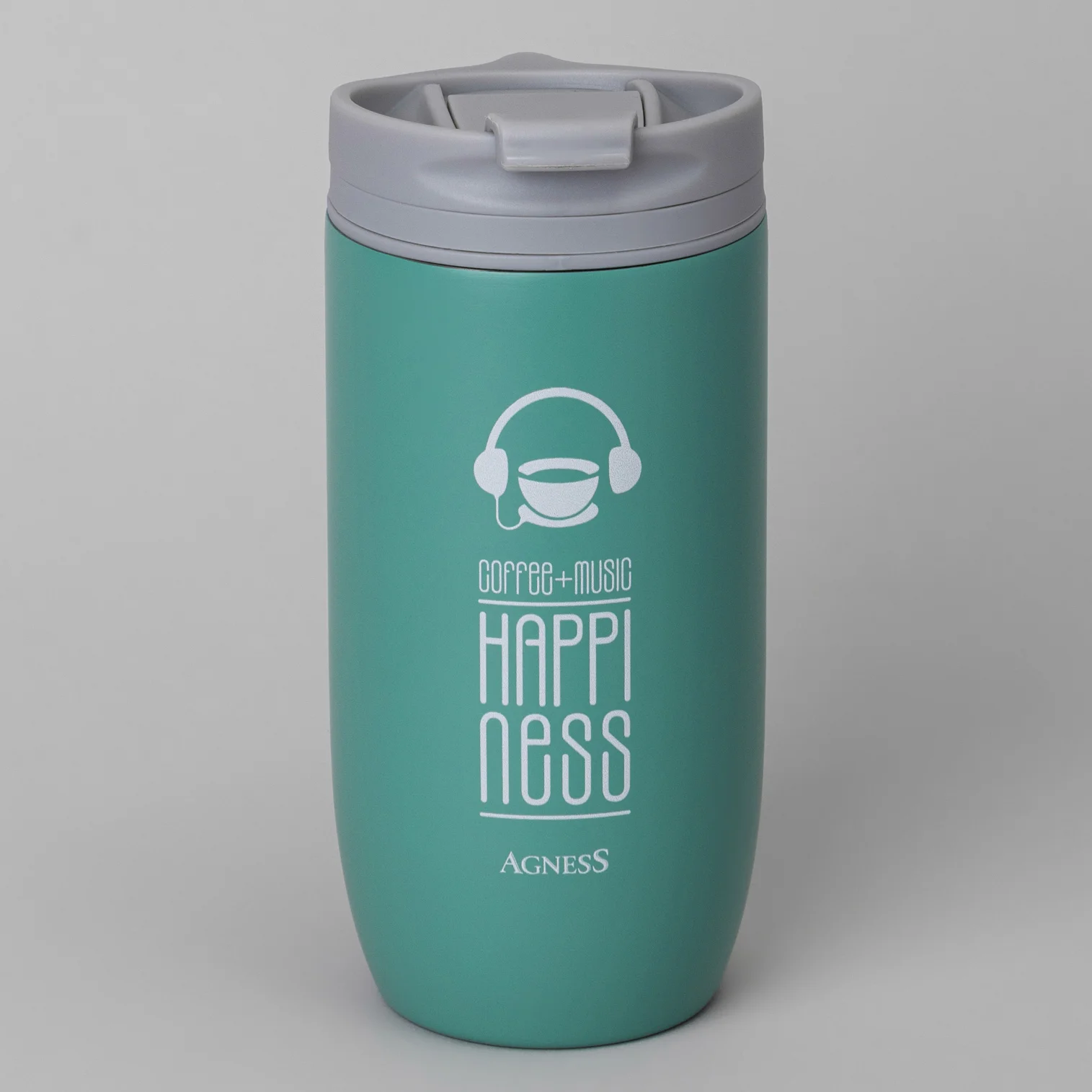 ТЕРМОКРУЖКА AGNESS "HAPPINESS" 450МЛ, КОЛБА НЕРЖ.СТАЛЬ 18/10