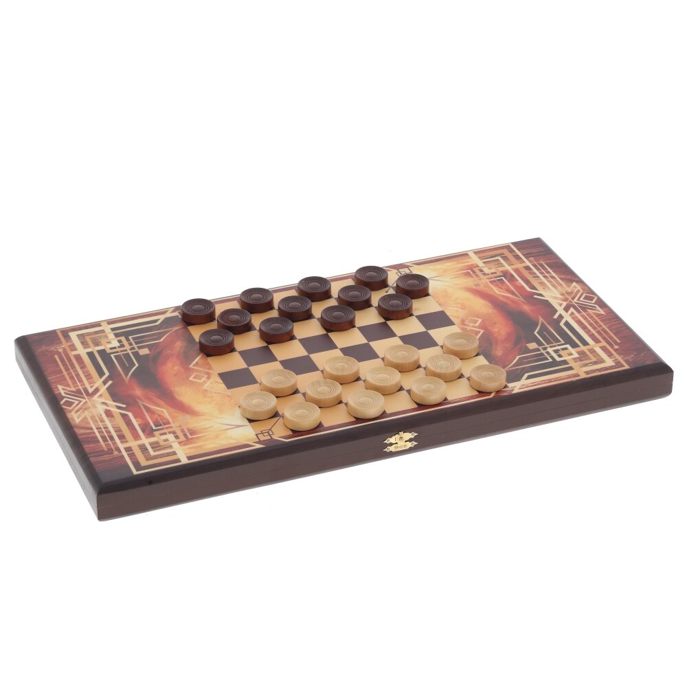 РЕМЕКО Игра настольная 2 в 1 ( шашки, нарды) "Богатырь", L50 W25 H4 см