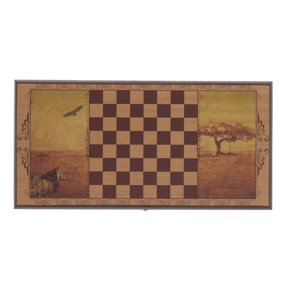 РЕМЕКО Игра настольная 2 в 1 ( шашки, нарды) "Лев", L50 W25 H3 см