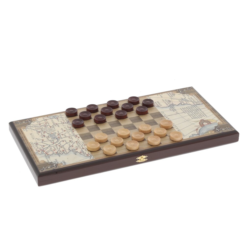РЕМЕКО Игра настольная 2 в 1 ( шашки, нарды) "Морские", L50 W24,5 H4 см