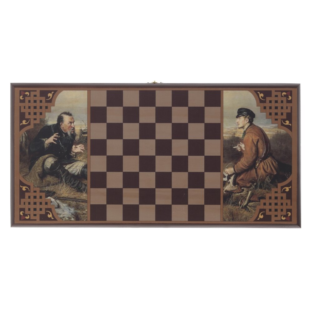 РЕМЕКО Игра настольная 2 в 1 ( шашки, нарды) "Охотники на привале", L50 W25 H3 см