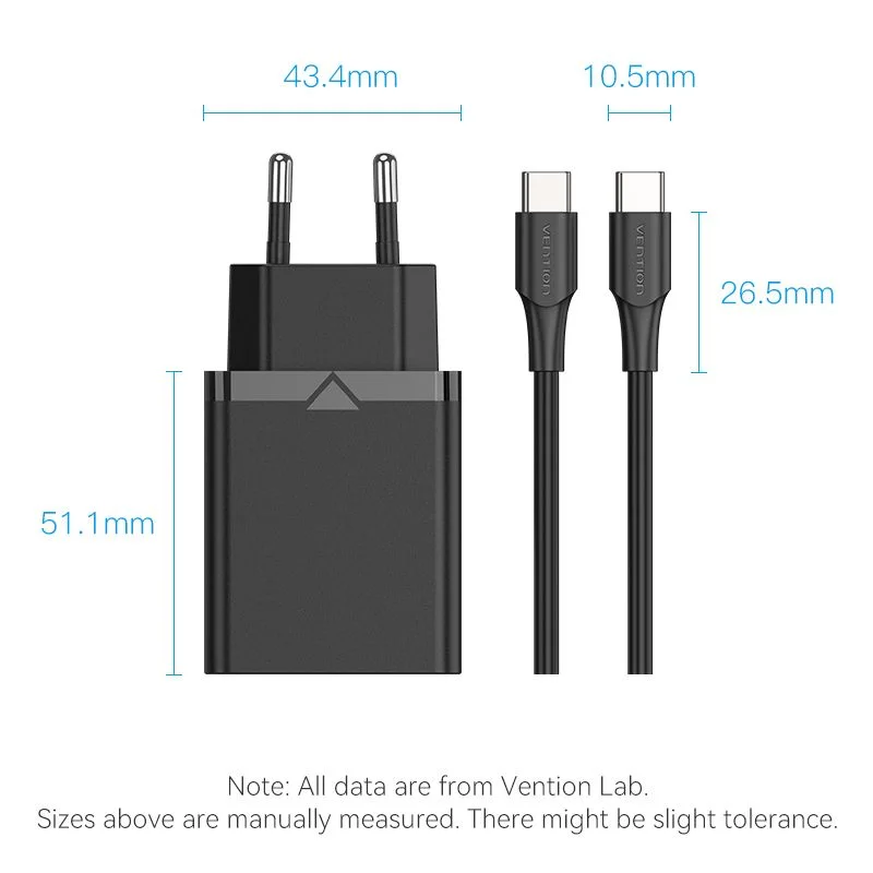 Зарядное устройство Vention з/у 25W и кабель USB-C 3А, черный (FAHBF-EU)
