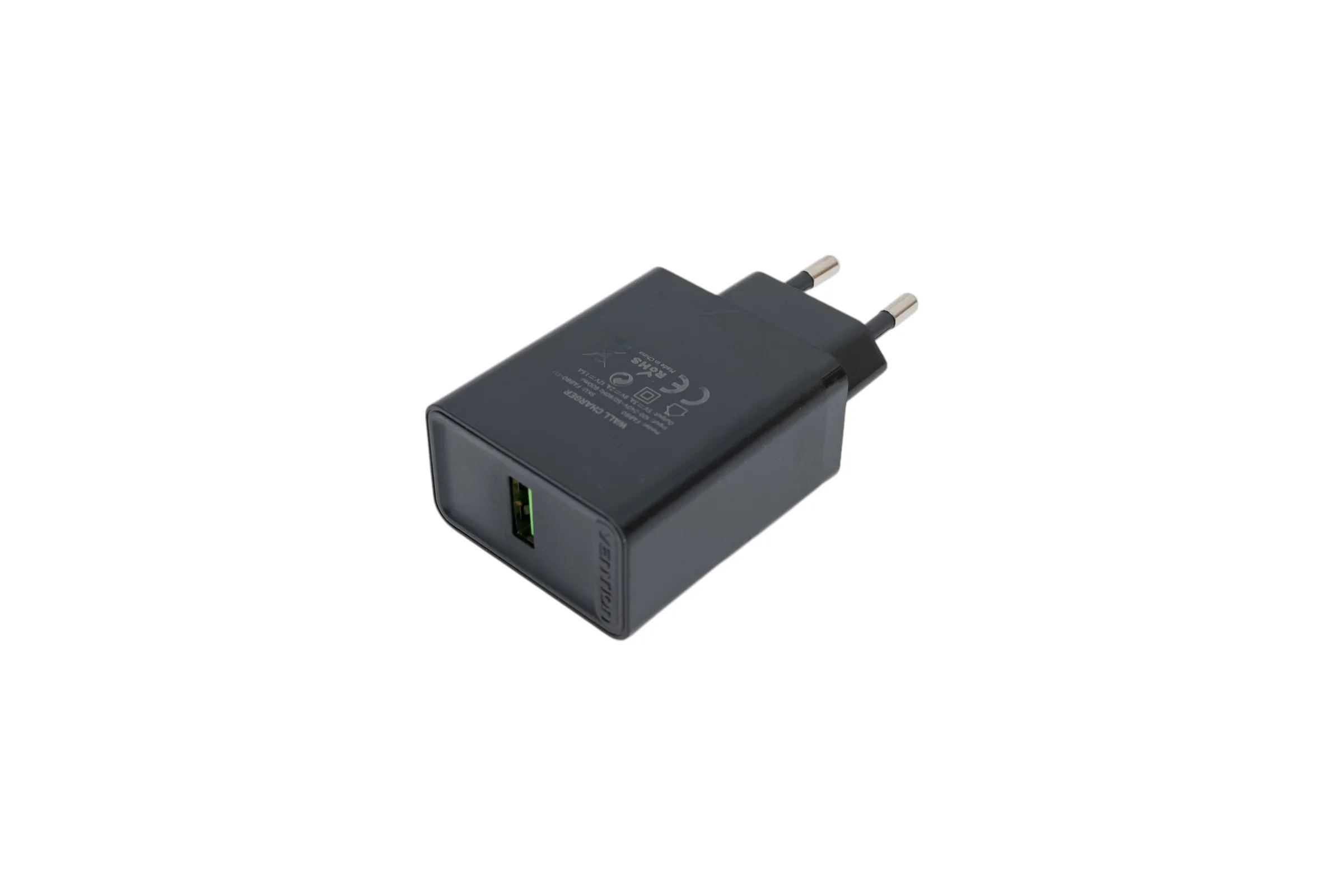 Зарядное устройство Vention на 1 порт USB A, QC 3.0 2.4A, черный (FABB0-EU)
