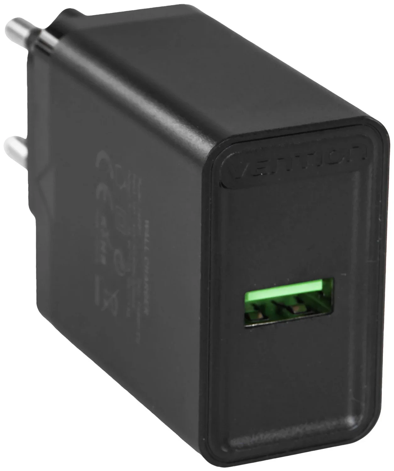 Зарядное устройство Vention на 1 порт USB A, QC 3.0 2.4A, черный (FABB0-EU)