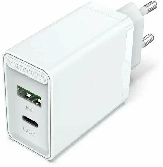 Зарядное устройство Vention на 2 порта USB A+C, QC 4.0, белый (FBBW0-EU)