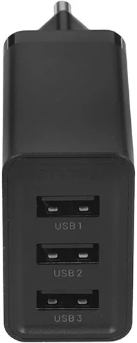Зарядное устройство Vention на 3 порта USB 2.4A, черный (FEAB0-EU)