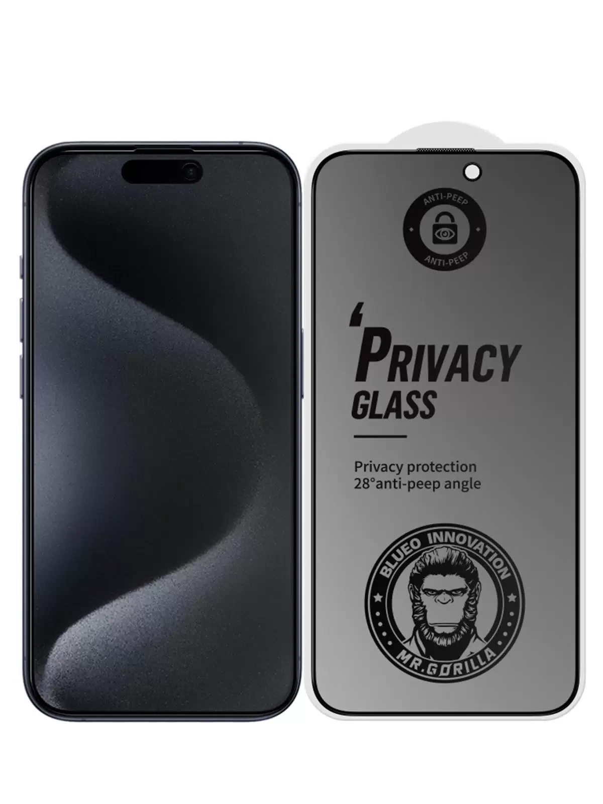 Защитная пленка и стекло Type Gorilla Full Cover Anti-Peep Matte Glass, iPhone 15 Pro 6.1, Black (NPG1-15P-BK)