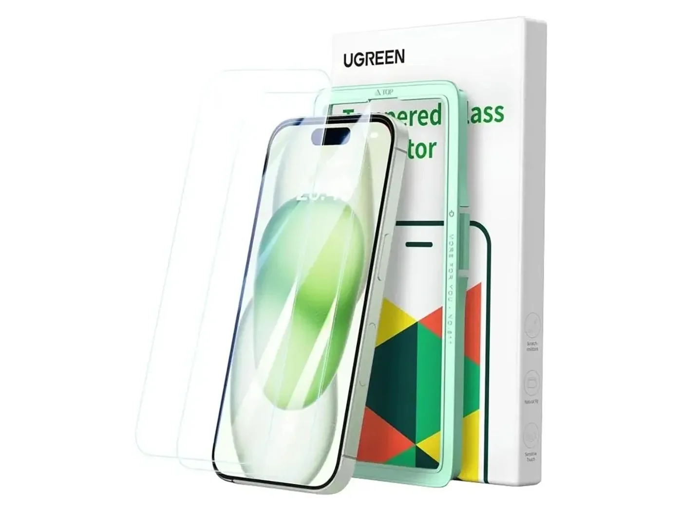Защитная пленка и стекло Ugreen SP370 (25589) HD Screen Tempered Protective Film For iPhone 15 Plus, 2 шт