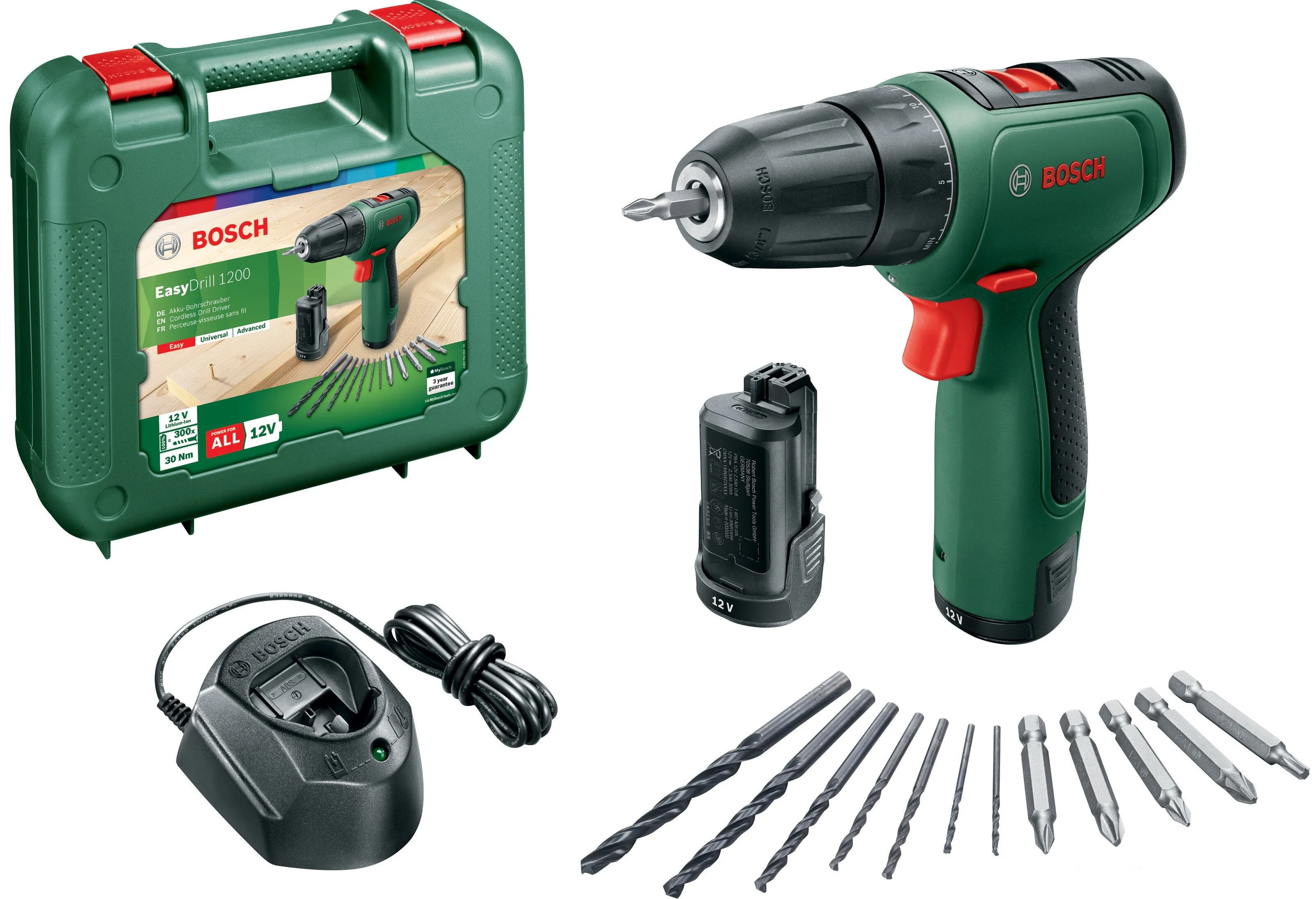 Дрель-шуруповерт Bosch EasyDrill 1200 аккум. патрон:быстрозажимной (кейс в комплекте) (06039D3007)