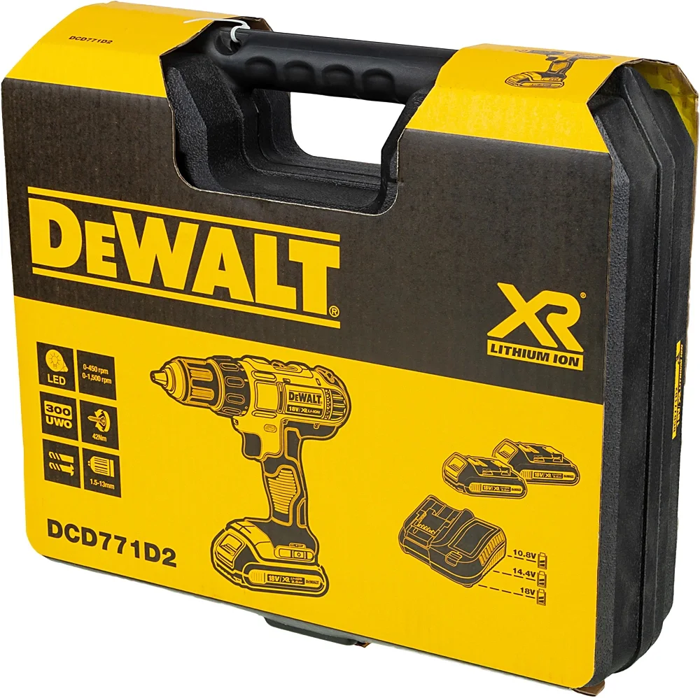 Дрель-шуруповерт DeWalt DCD771D2-QW аккум. патрон:быстрозажимной (кейс в комплекте)