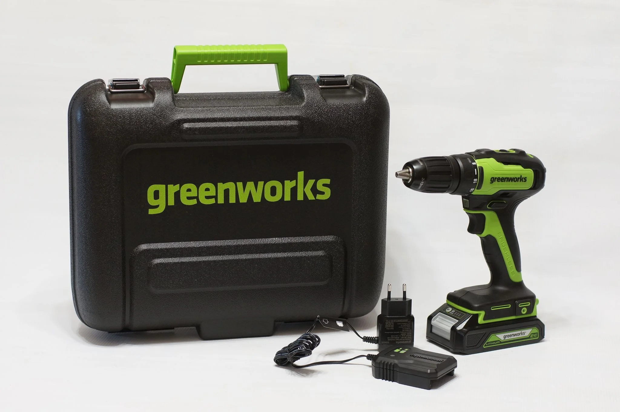 Дрель-шуруповерт Greenworks GD24DD35K2 аккум. патрон:быстрозажимной (кейс в комплекте) (3704007UA)