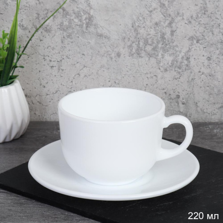 Чайная пара 2 предмета ПАРА 220 мл белый New GRAY- CB210 GD55-6A