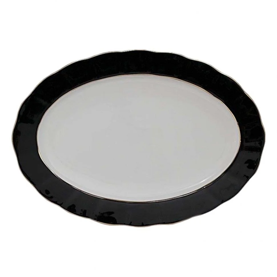 108-327 Овальное блюдо 35см BLACK в под.уп.(х12)Фарфор