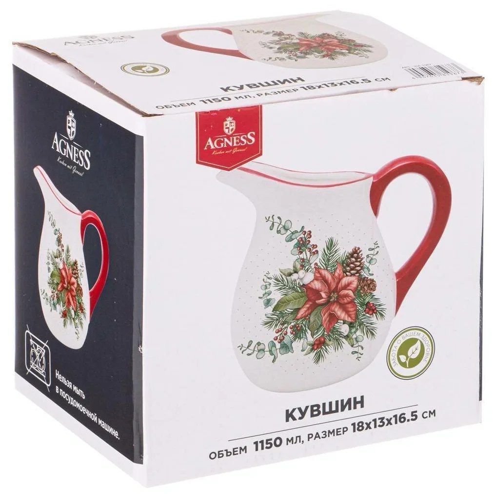 КУВШИН AGNESS "FLOWER STORY" 18*13*16,5 СМ 1150 МЛ (КОР=16ШТ.)