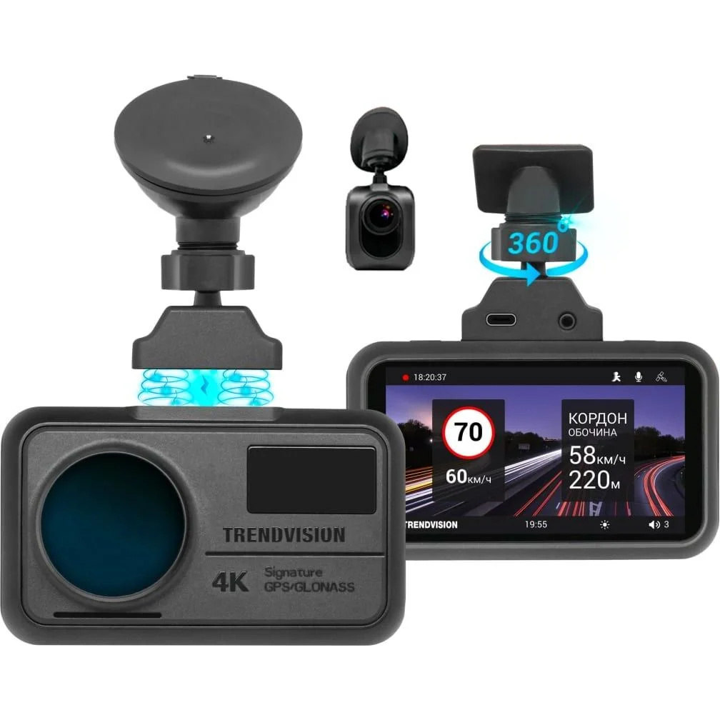 Видеорегистратор TrendVision TDR-725 Real 4K Max черный 8Mpix 2160x3840 2160p 170гр. GPS NT96670
