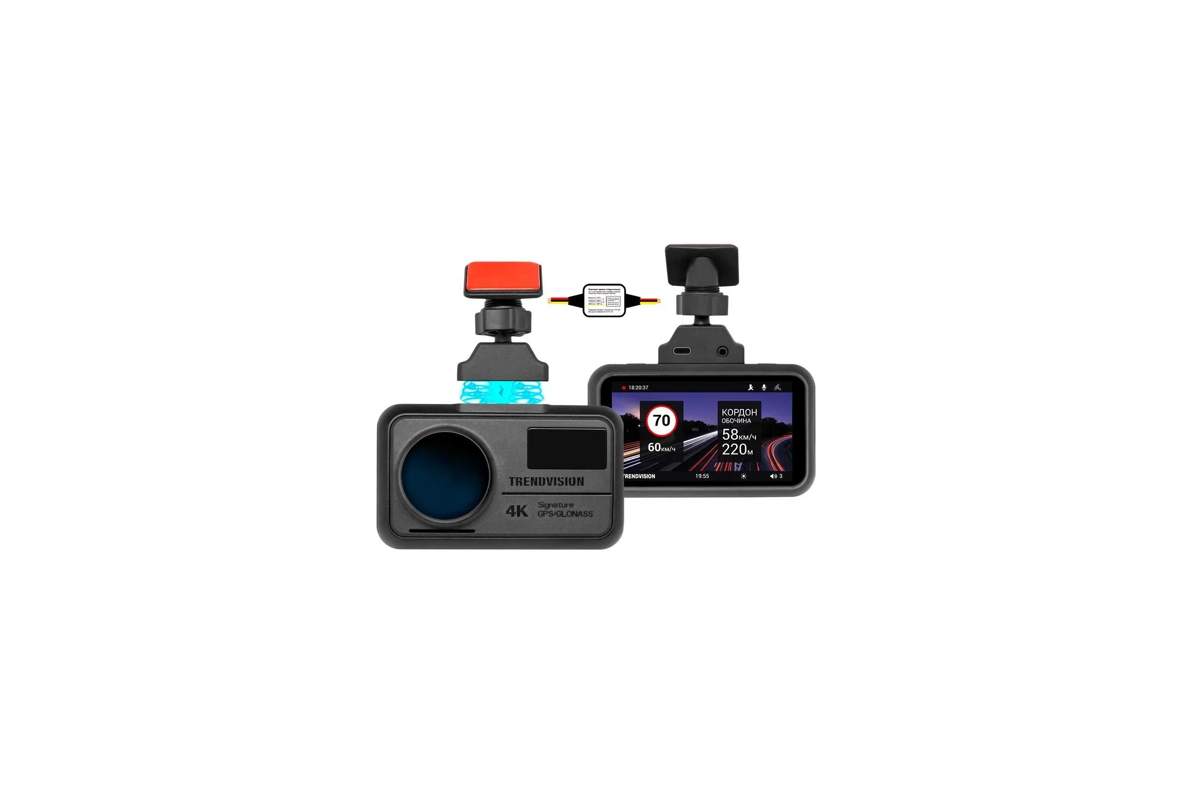 Видеорегистратор TrendVision TDR-725 Real 4K Max черный 8Mpix 2160x3840 2160p 170гр. GPS NT96670