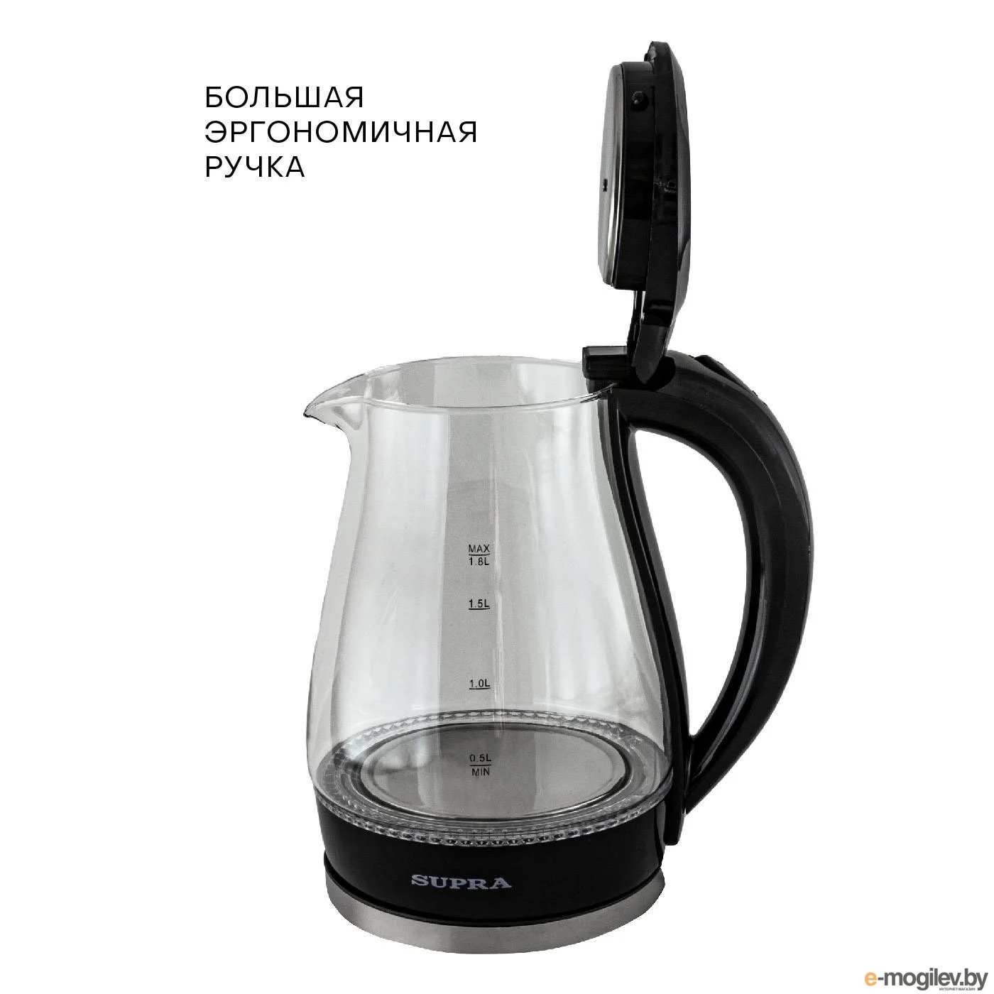Эл,чайник SUPRA KES-1855G Черный (1500 Вт, 1,8 л, стекло)
