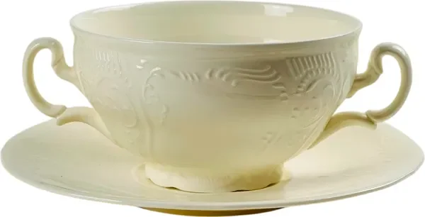 225-058 Бульонница 390мл с тарелкой 17,5см MARIA CREAM в под.уп.(х24)Фарфор