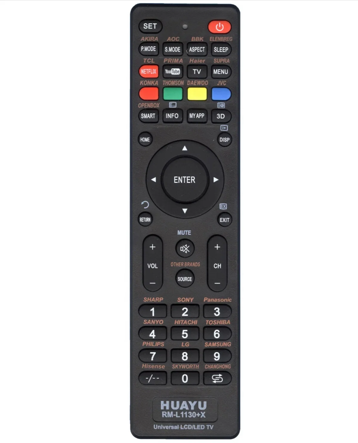 Пульт универсальный Huayu RM-L1130+X для  LCD LED TV( кнопки YuoTube , NETFLIX )