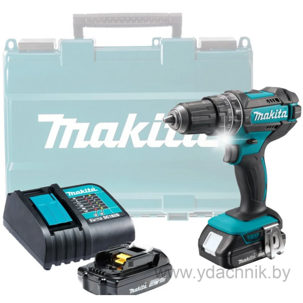 Дрель-шуруповерт Makita DHP482SYE аккум. патрон:быстрозажимной (кейс в комплекте)