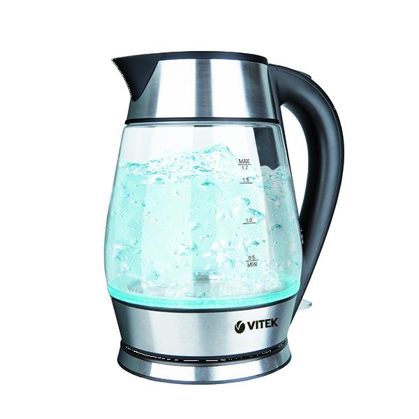 Эл,чайник Vitek VT-7037 (TR) (2200Вт, 1,8л, диск, нерж/стекло)