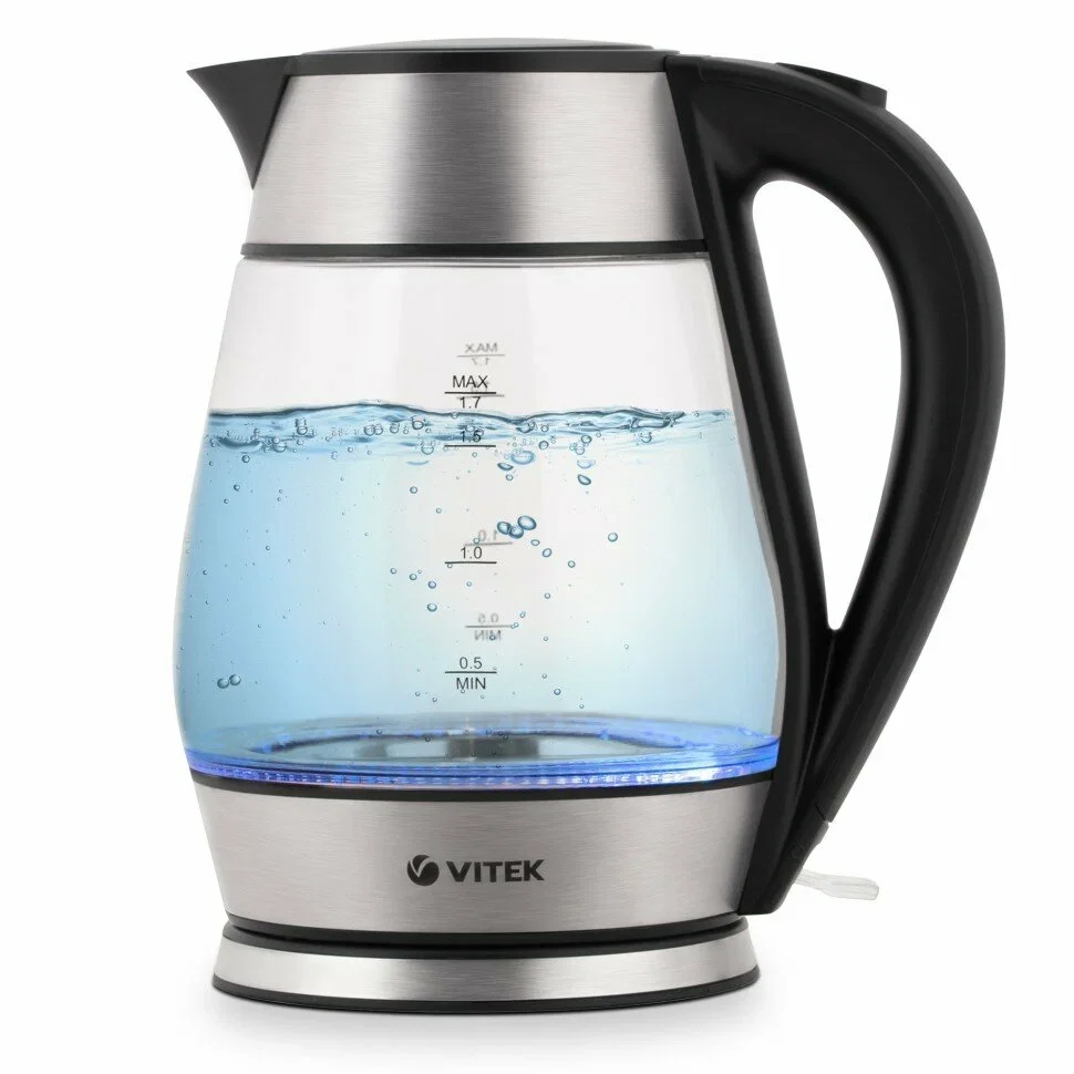 Эл,чайник Vitek VT-7037 (TR) (2200Вт, 1,8л, диск, нерж/стекло)