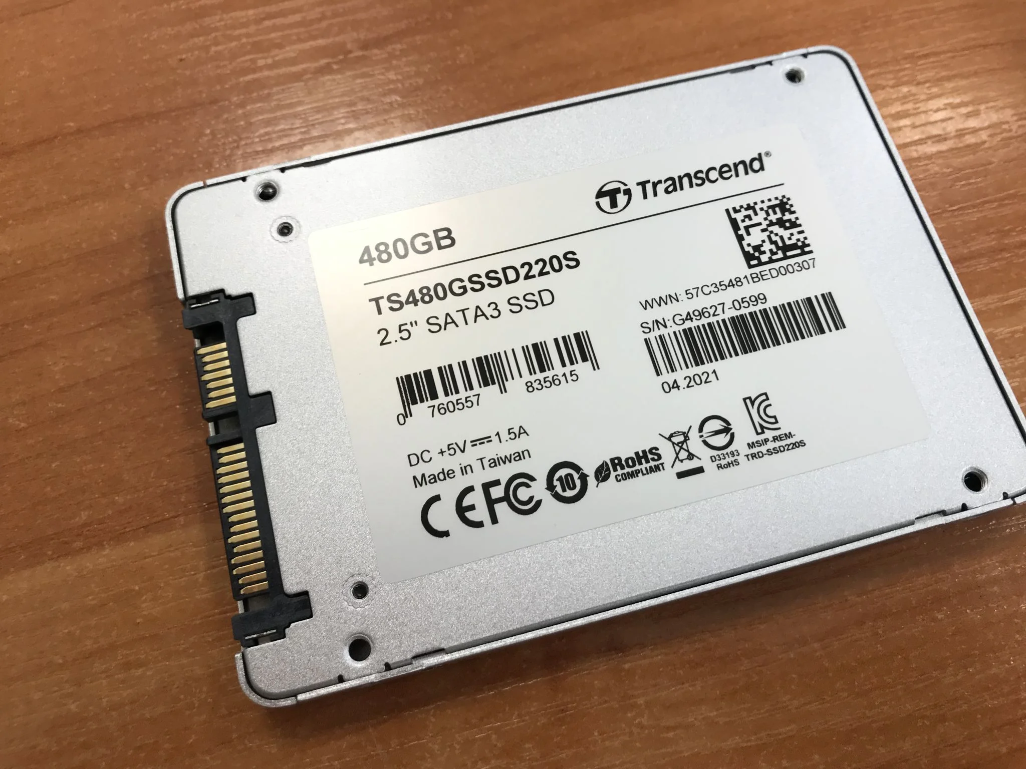Твердотельный диск 480GB Transcend 220S, 2.5", SATA III [R/W - 450/550 MB/s]