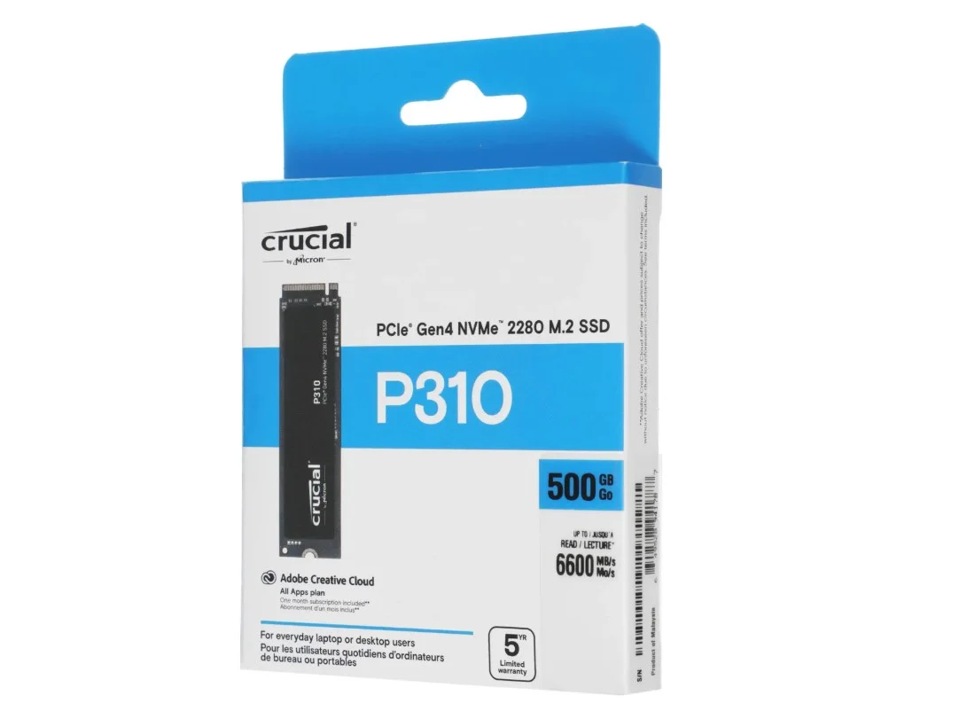 Твердотельный диск 500GB Crucial P310 M.2, PCI-E 4.0 x4  [R/W - 3500/6000 MB/s]