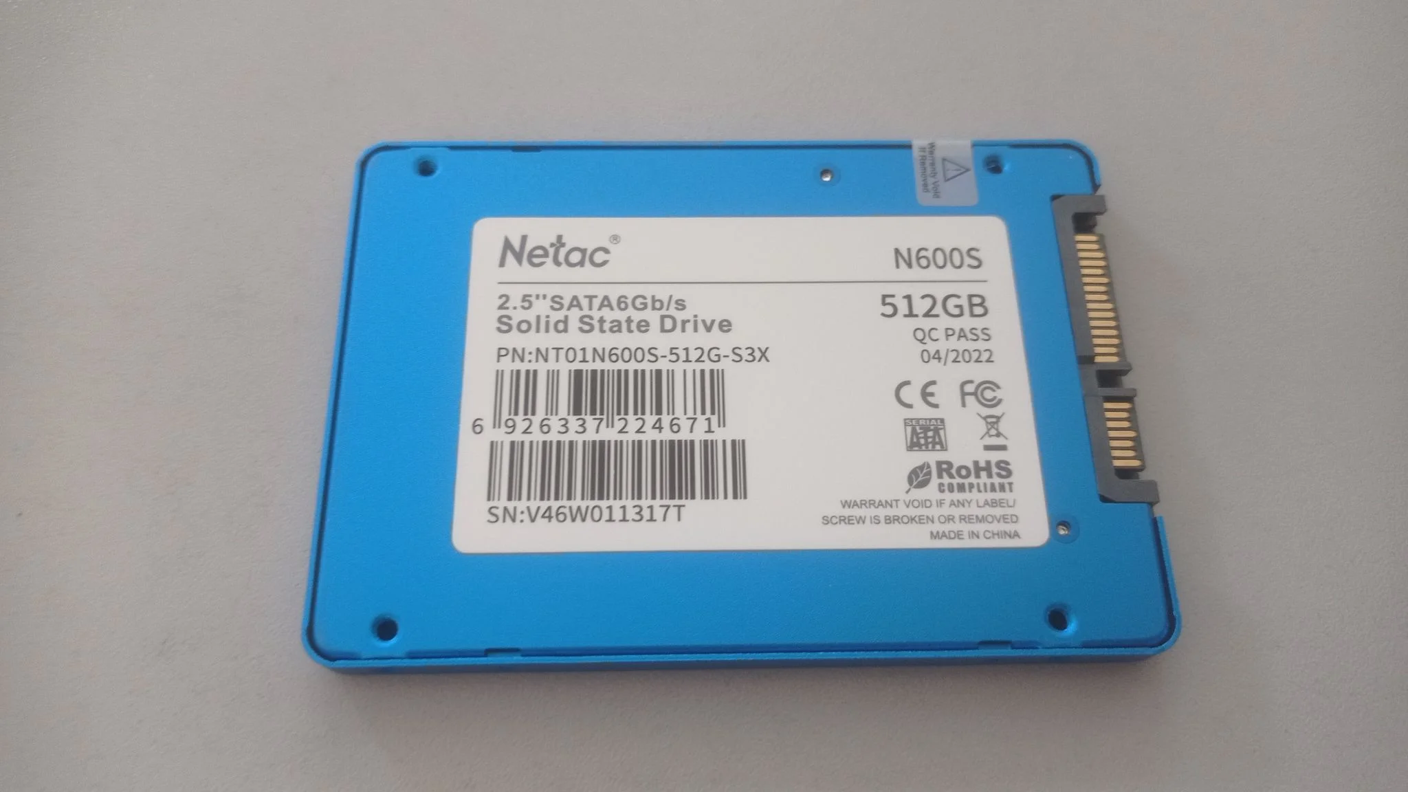 Твердотельный диск 512GB Netac N600S, 2.5", SATA III, [R/W - 540/490 MB/s] 3D-NAND