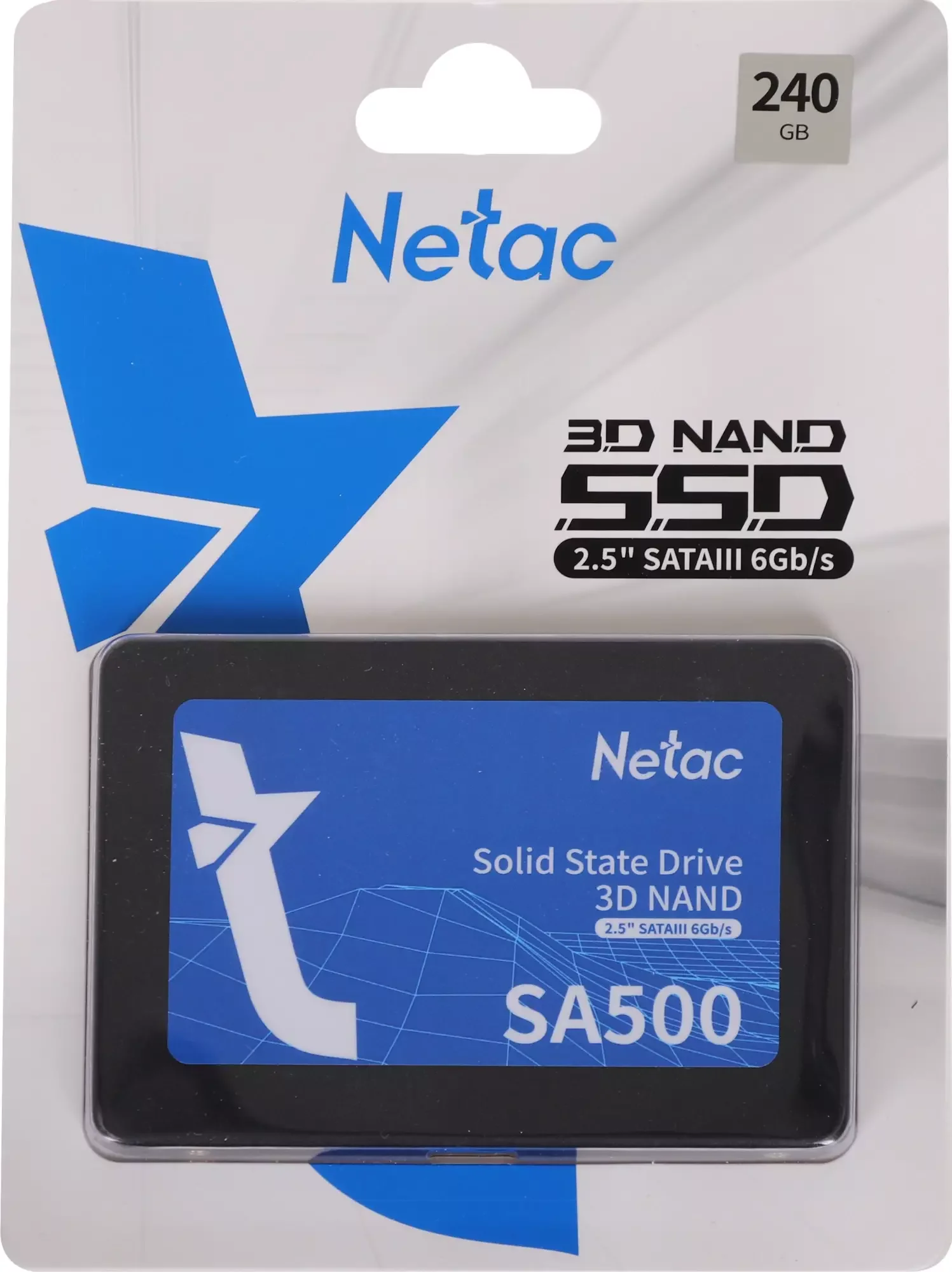 Твердотельный диск 512GB Netac SA500, 2.5", SATA III, [R/W - 520/450 MB/s] 3D-NAND