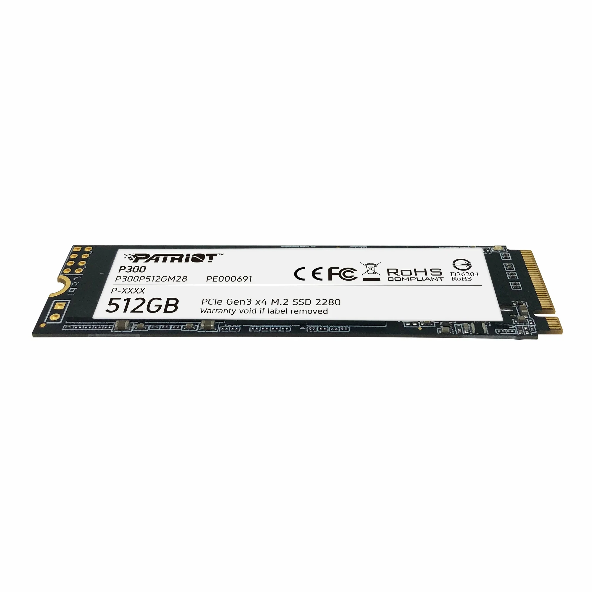 Твердотельный диск 512GB Patriot P300, M.2 2280, PCI-E 3x4, [R/W -1700/1100 MB/s]