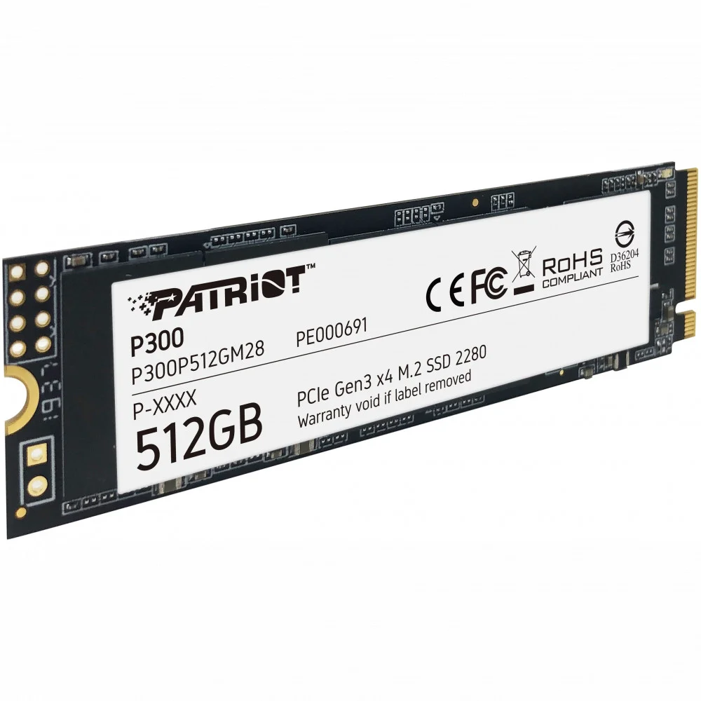 Твердотельный диск 512GB Patriot P300, M.2 2280, PCI-E 3x4, [R/W -1700/1100 MB/s]