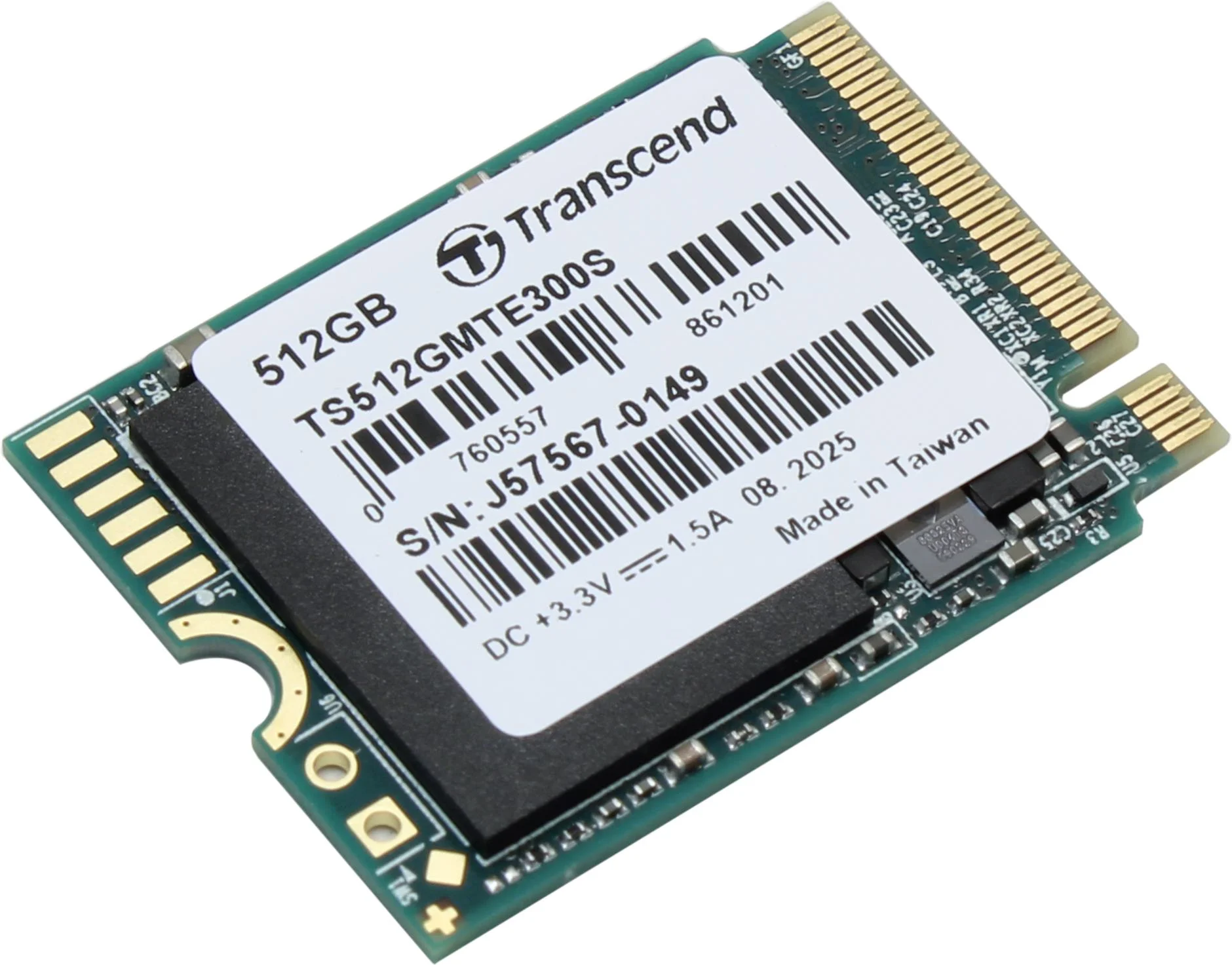 Твердотельный диск 512GB Transcend MTE300S, 3D TLC NAND, M.2 2230 ,PCI-E 4x [ R/W - 2000/1100 MB/s]