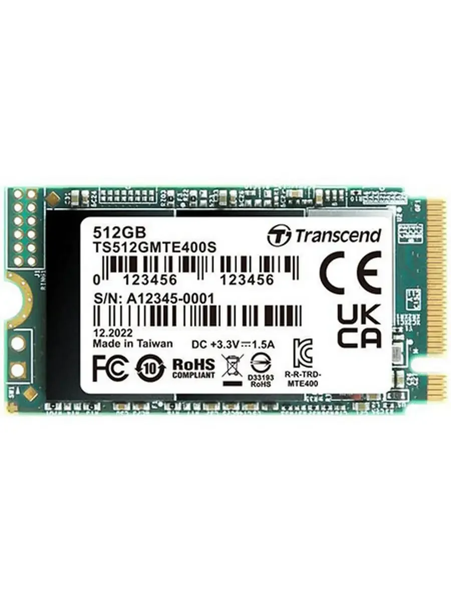 Твердотельный диск 512GB Transcend MTE400S, 3D TLC NAND, M.2 2242 ,PCI-E 4x [ R/W - 2000/900 MB/s]