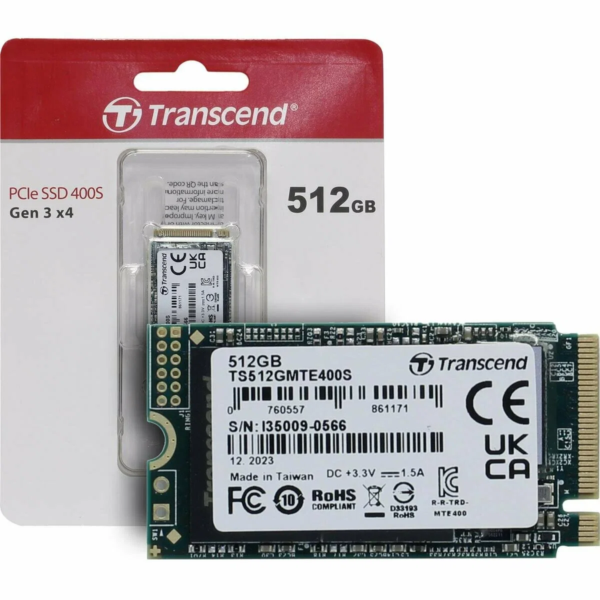 Твердотельный диск 512GB Transcend MTE400S, 3D TLC NAND, M.2 2242 ,PCI-E 4x [ R/W - 2000/900 MB/s]
