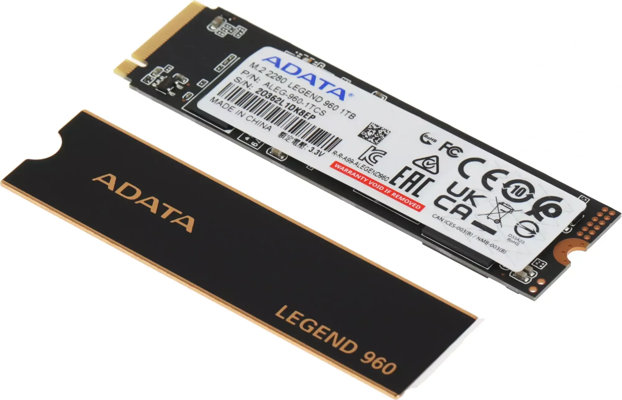 Твердотельный диск 1TB A-DATA LEGEND 960, M.2 2280, PCI-E 4x4, [R/W -7400/6000 MB/s] 3D-NAND TLC (Works with PS5)