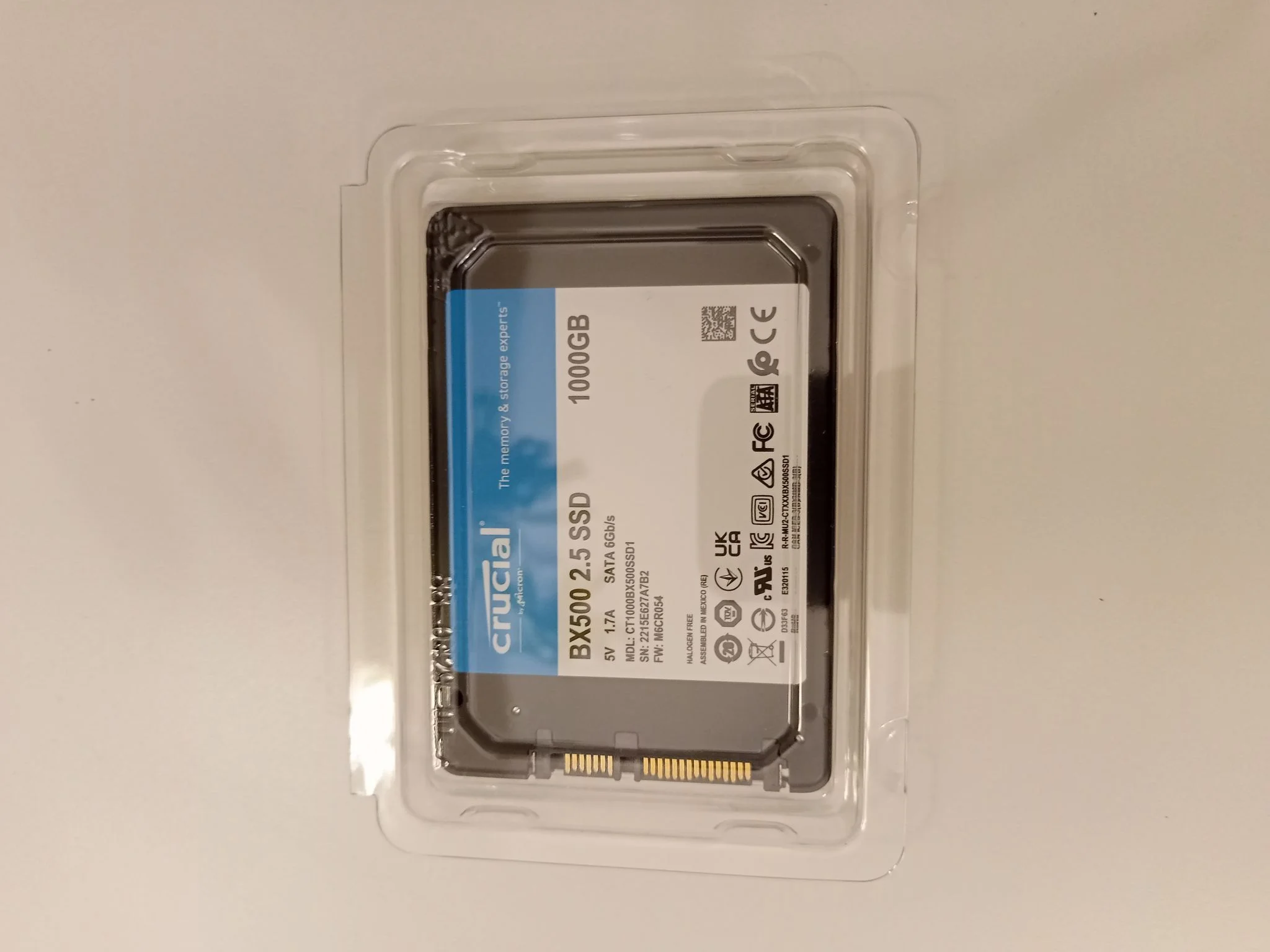 Твердотельный диск 1TB Crucial BX500 , 2.5", SATA III [R/W - 540/500 MB/s] TLC 3D NAND