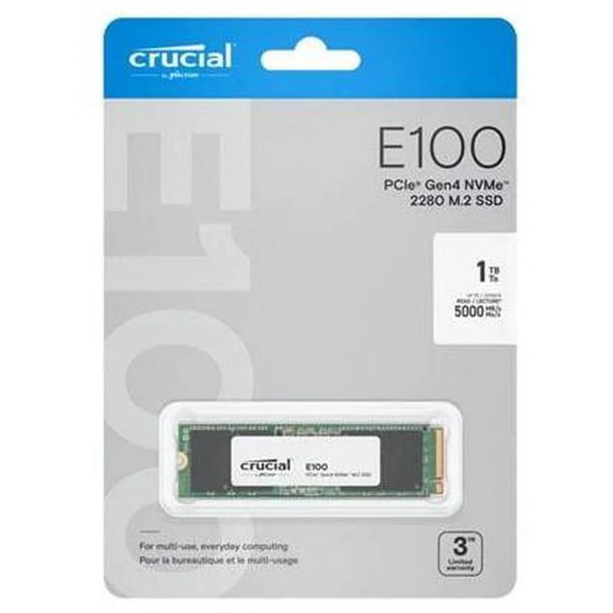 Твердотельный диск 1TB Crucial E100 M.2, M.2 2280, PCI-E 4x4 [R/W - 5000/4500 MB/s]