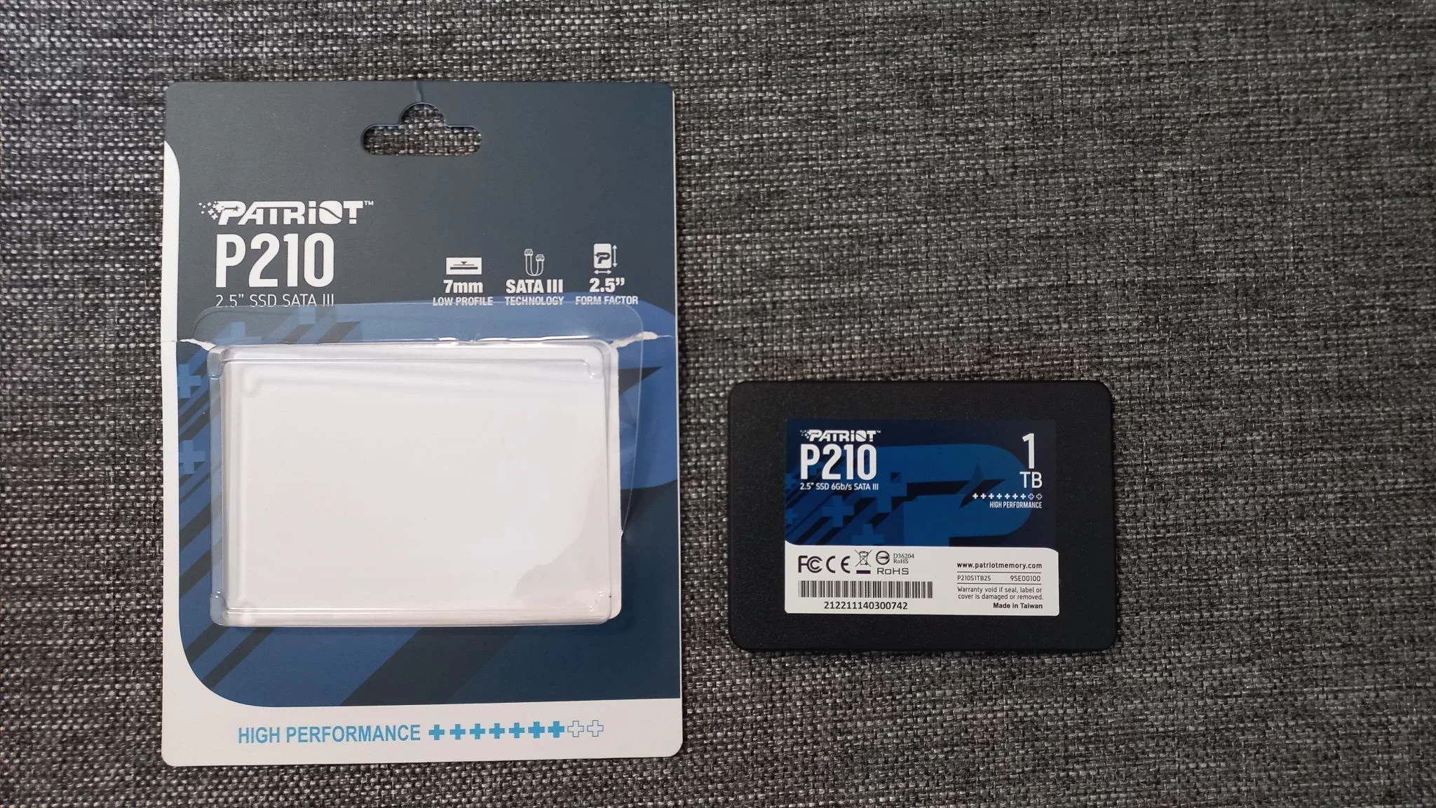 Твердотельный диск 1TB Patriot P210, 2.5", SATA III, [R/W - 520/430 MB/s]