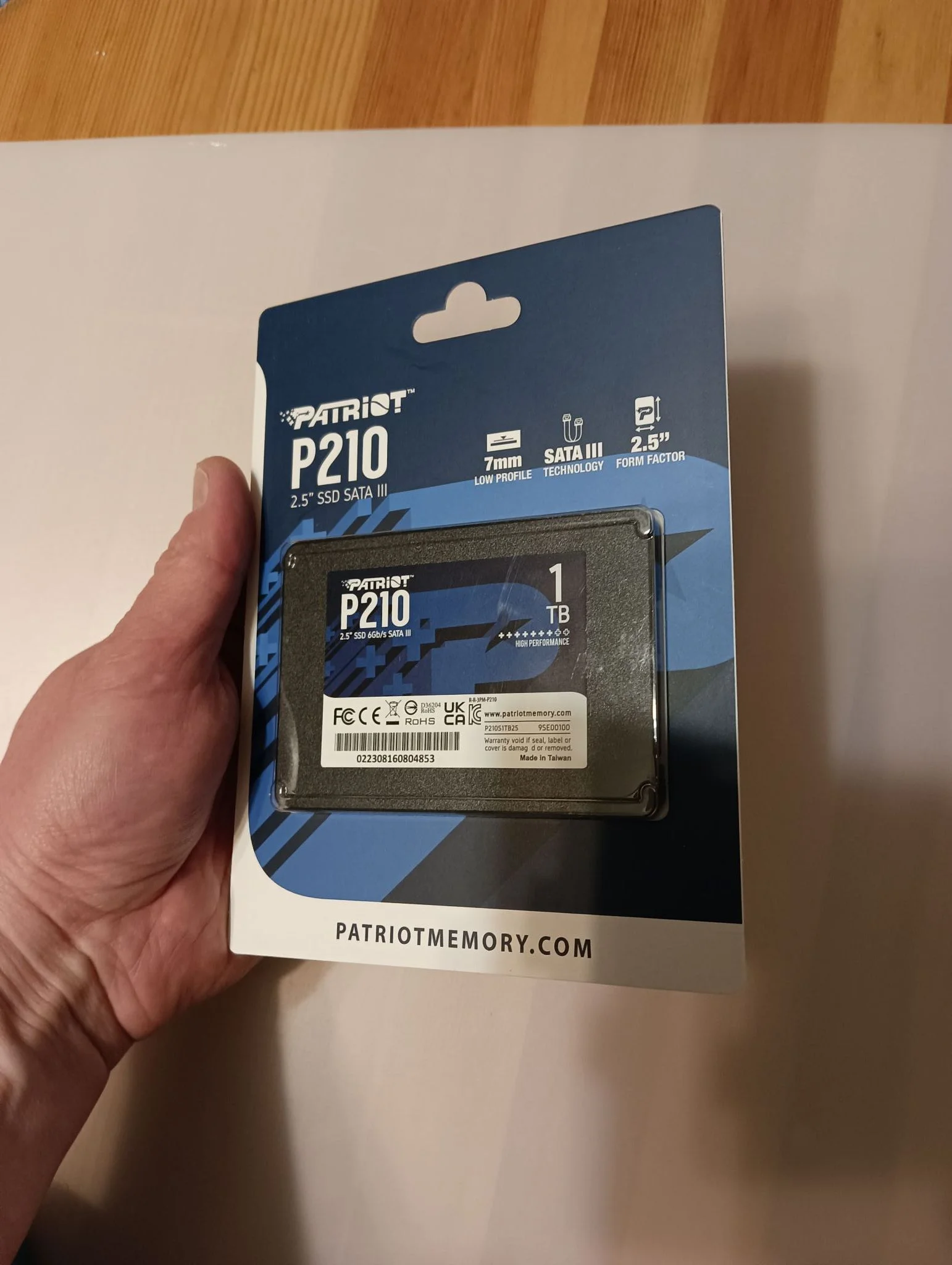 Твердотельный диск 1TB Patriot P210, 2.5", SATA III, [R/W - 520/430 MB/s]