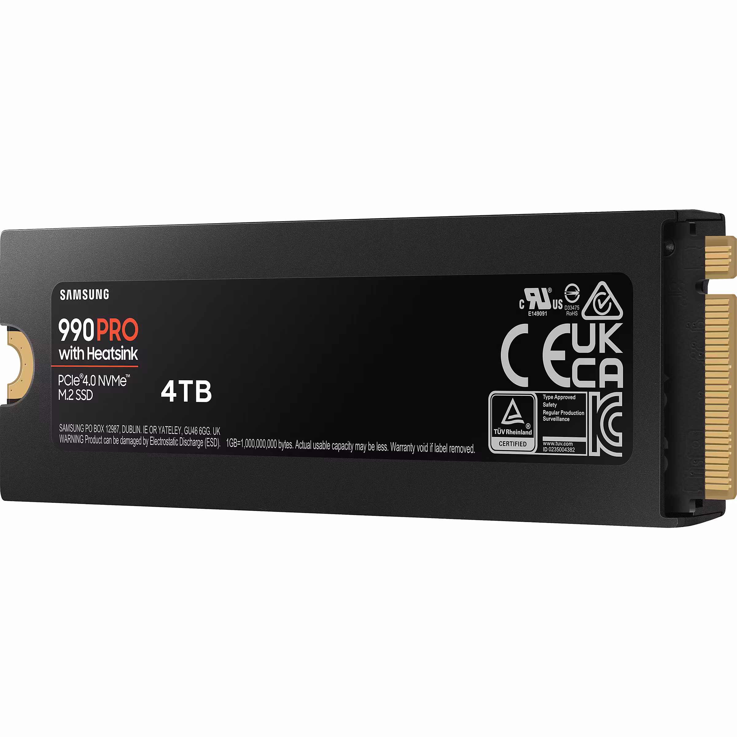 Твердотельный диск 1TB Samsung 990 PRO, M.2, PCI-E 4.0 x4, TLC 3D NAND [R/W - 7450/6900 MB/s] with Heatsink