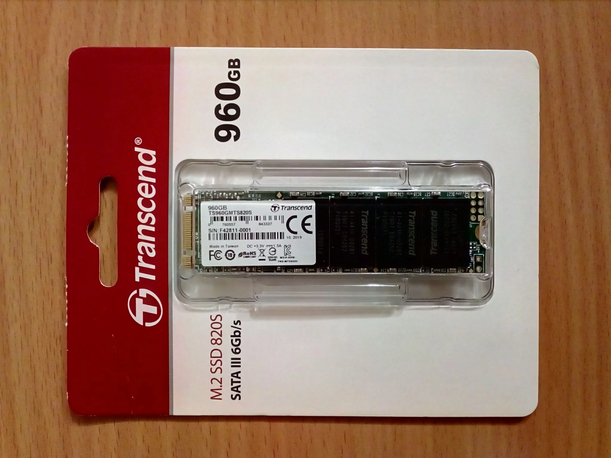 Твердотельный диск 960GB Transcend MTS820, M.2, SATA III [R/W - 560/520 MB/s] TLC