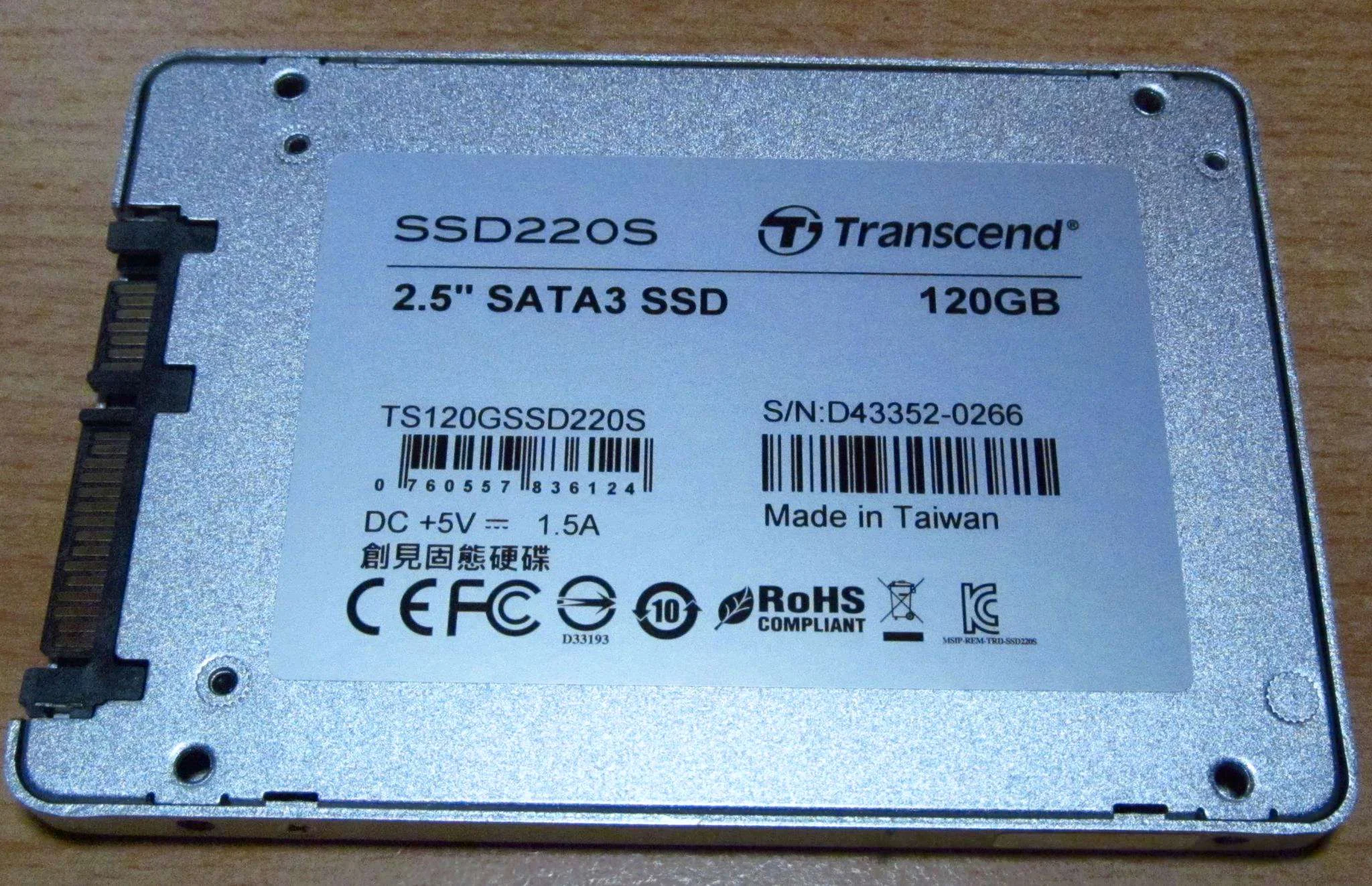 Твердотельный диск 120GB Transcend, 220S, SATA III [R/W - 420/550 MB/s]