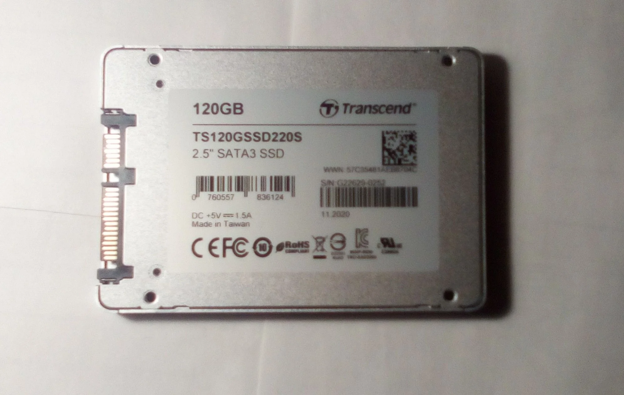 Твердотельный диск 120GB Transcend, 220S, SATA III [R/W - 420/550 MB/s]