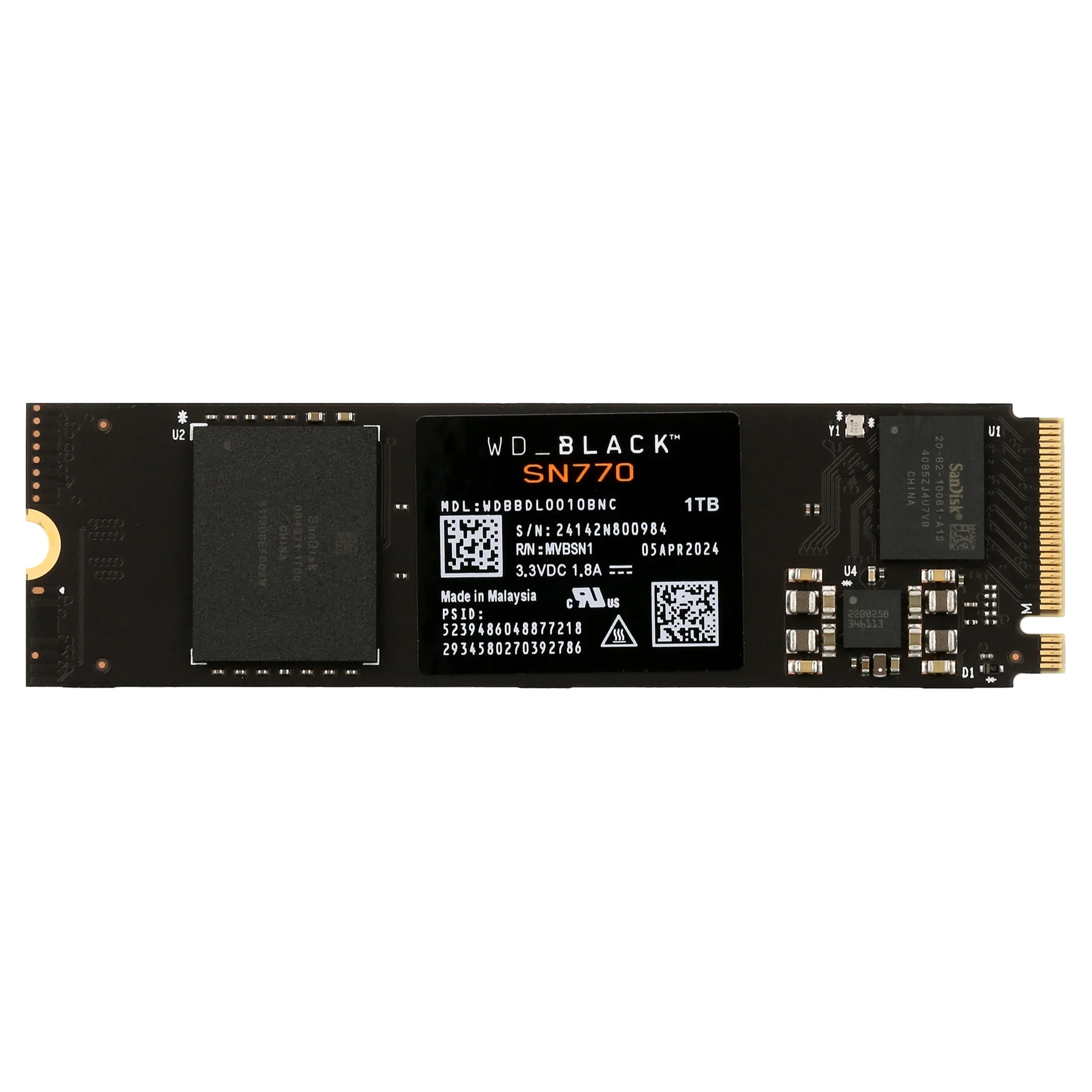 Твердотельный диск 1TB WD Black SN7100 , M.2 2280, PCI-E 4x4, [R/W - 7250/6900 MB/s] 3D-NAND TLC