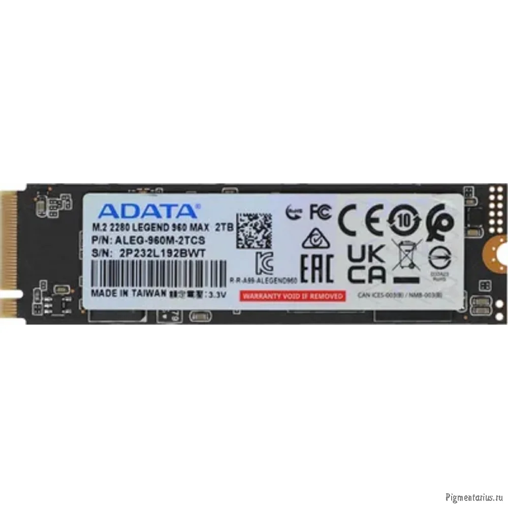 Твердотельный диск 2TB A-DATA LEGEND 960, M.2 2280, PCI-E 4x4, [R/W -7400/6800 MB/s] 3D-NAND TLC (Works with PS5)